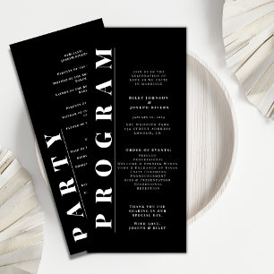 Minimalist  bold black and white wedding programs programme