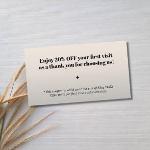 Minimalist Bold Black Faux Silver Salon Coupon