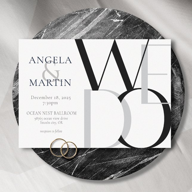 Minimalist Bold Black White Grey Invitation (Creator Uploaded)