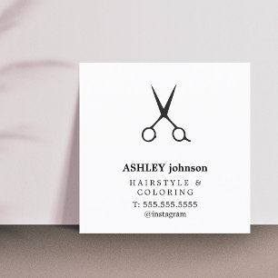 Minimalist Bold Black White Hair Salon Square Business Card