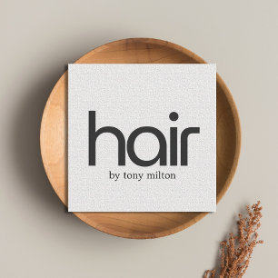 Minimalist Bold Black White Hair Salon Square Business Card