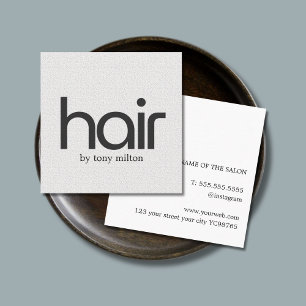 Minimalist Bold Black White Hair Salon Square Business Card