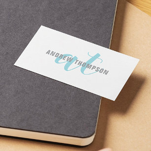 Minimalist Bold Blue Grey White Consultant Business Card