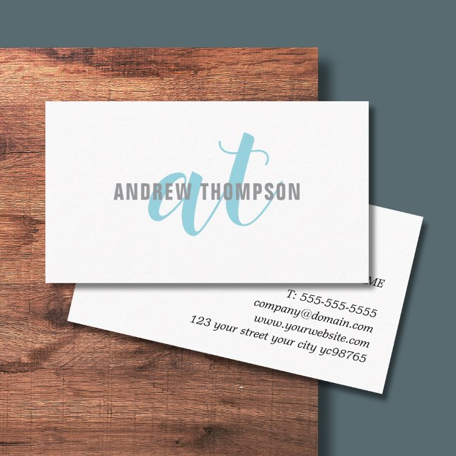 Minimalist Bold Blue Grey White Consultant Business Card (Creator Uploaded)