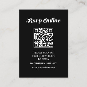 Minimalist Bold Calligraphy Black Wedding RSVP Enclosure Card