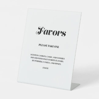 Minimalist Bold Calligraphy Favours White Wedding Pedestal Sign
