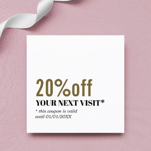 Minimalist Bold Clean White Golden Salon Discount Card
