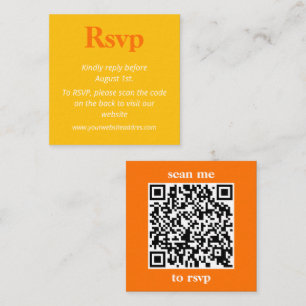 Minimalist Bold Colours Yellow Orange Wedding RSVP Enclosure Card