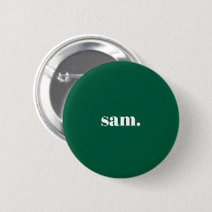 Minimalist bold custom text green 6 cm round badge