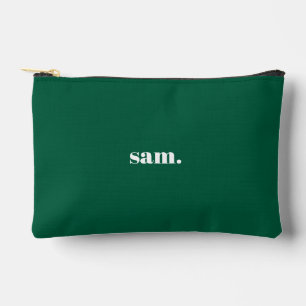 Minimalist bold custom text green accessory pouch