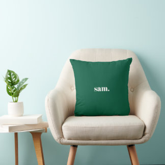 Minimalist bold custom text green cushion