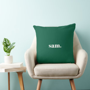 Minimalist bold custom text green cushion