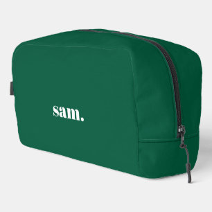 Minimalist bold custom text green dopp kit