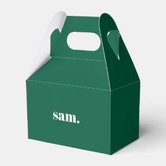 Minimalist bold custom text green favour box