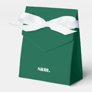 Minimalist bold custom text green favour box