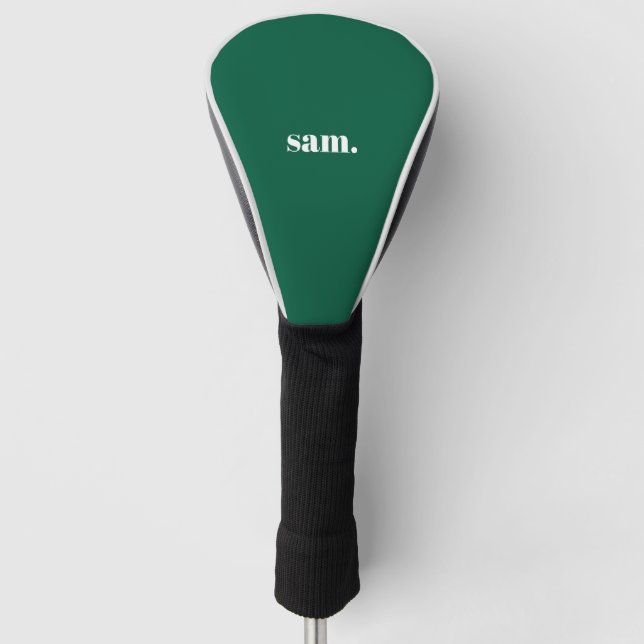 Minimalist bold custom text green golf head cover (Front)