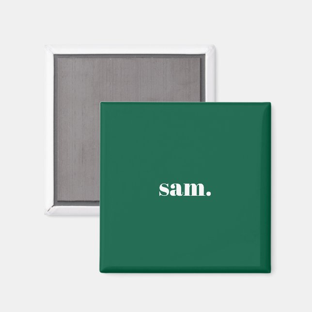 Minimalist bold custom text green magnet (Front/Back)