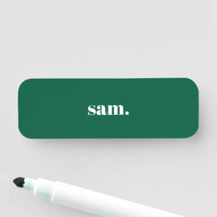 Minimalist bold custom text green name tag
