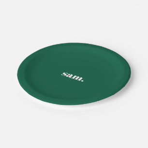 Minimalist bold custom text green paper plate