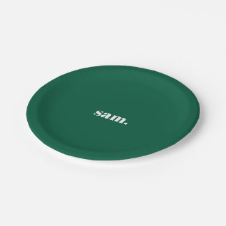 Minimalist bold custom text green paper plate
