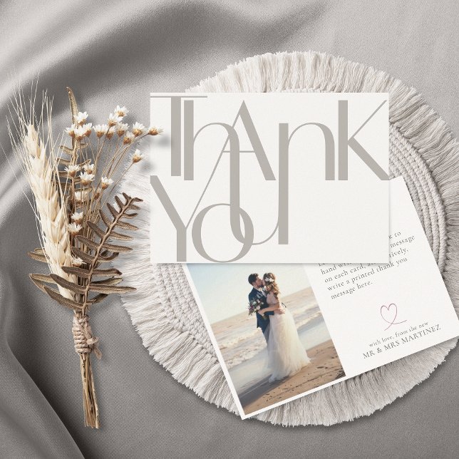 Minimalist Bold Dove Grey Photo Thank You Card (Creator Uploaded)