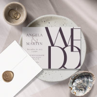 Minimalist Bold Eggplant Wedding Invitation