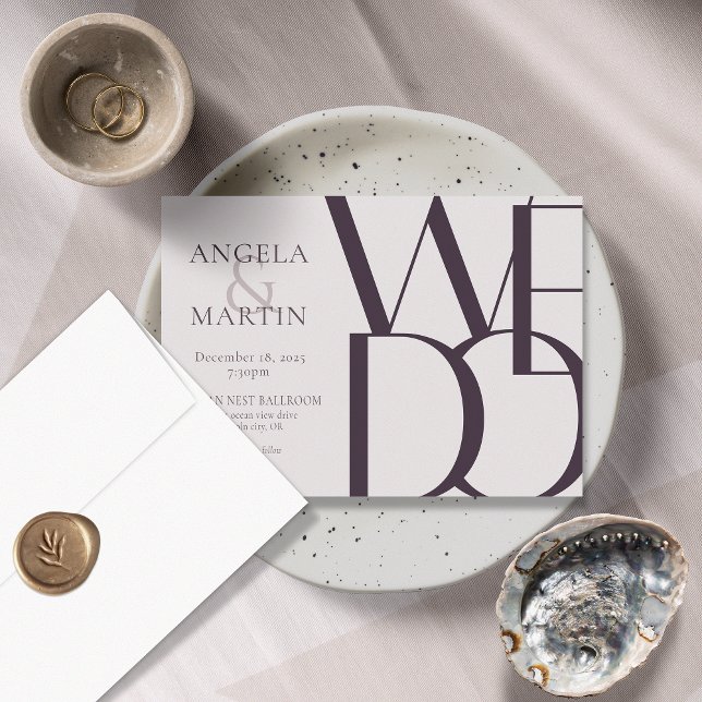 Minimalist Bold Eggplant Wedding Invitation (Creator Uploaded)