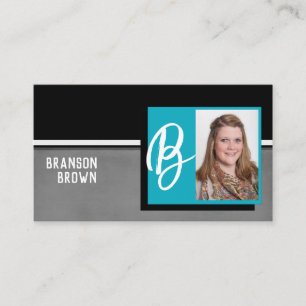 minimalist bold geometric add a photo and text business card