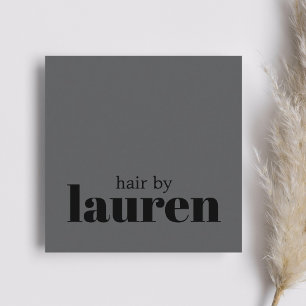 Minimalist Bold Grey Black Hair Salon Square Business Card