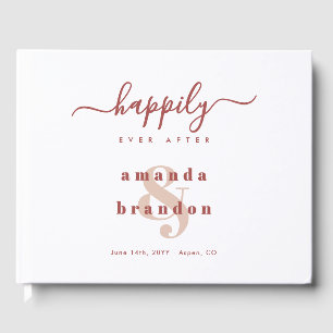 Minimalist Bold Happily Ever After Photo Wedding Guest Book