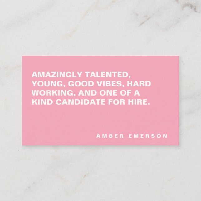 Minimalist Bold Large Quote Business Card (Front)