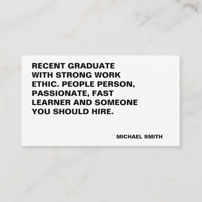 Minimalist Bold Large Quote Business Card (Front)