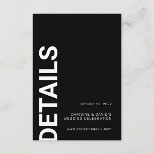 Minimalist bold letters black and white enclosure card