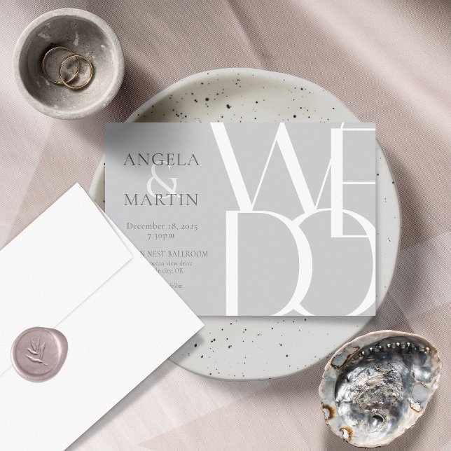 Minimalist Bold Light Grey Wedding Invitation (Creator Uploaded)