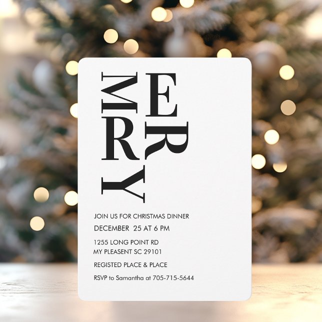Minimalist Bold Merry Christmas Dinner  Invitation (Creator Uploaded)