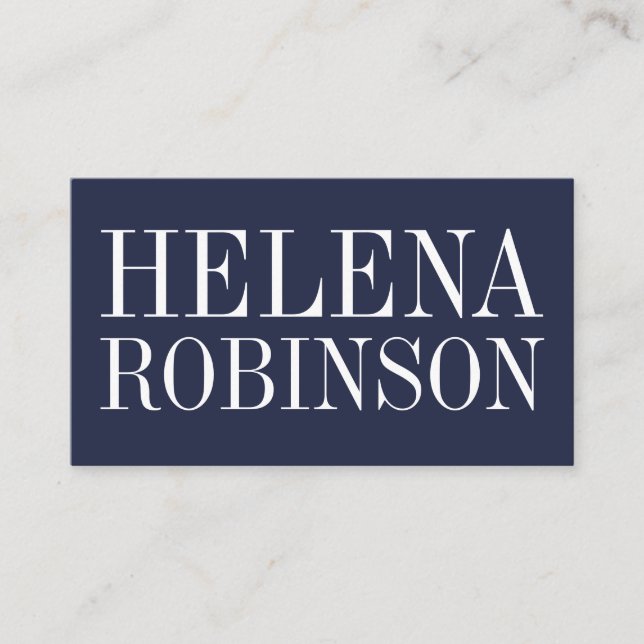Minimalist bold modern dark blue business card (Front)