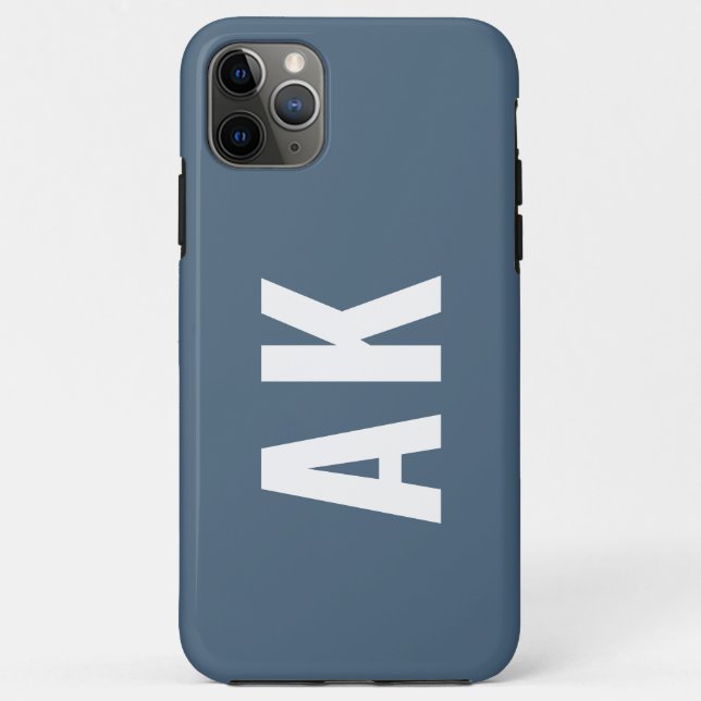 Minimalist Bold Monogram Custom Initials Blue Case-Mate iPhone Case (Back)