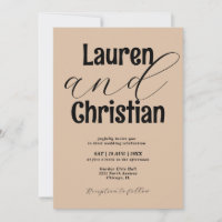 Minimalist Bold Names Beige Scripture Wedding