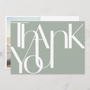Minimalist Bold Photo Sage Thank You Card