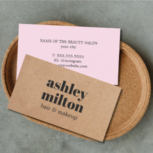 Minimalist Bold Printed Kraft Rose Hair Makeup Business Card