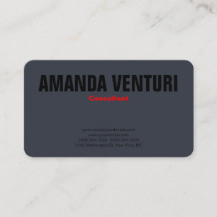 Minimalist Bold Professional Plain Blue Grey Business Card