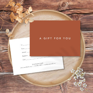 Minimalist Bold Terracotta Gift Certificate