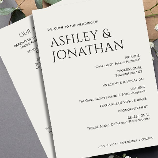 Minimalist Bold Text Highlights Wedding Programme (Creator Uploaded)