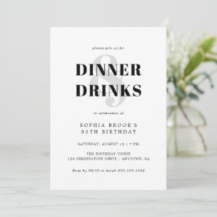 Minimalist Bold Typography Adult Birthday Dinner Invitation