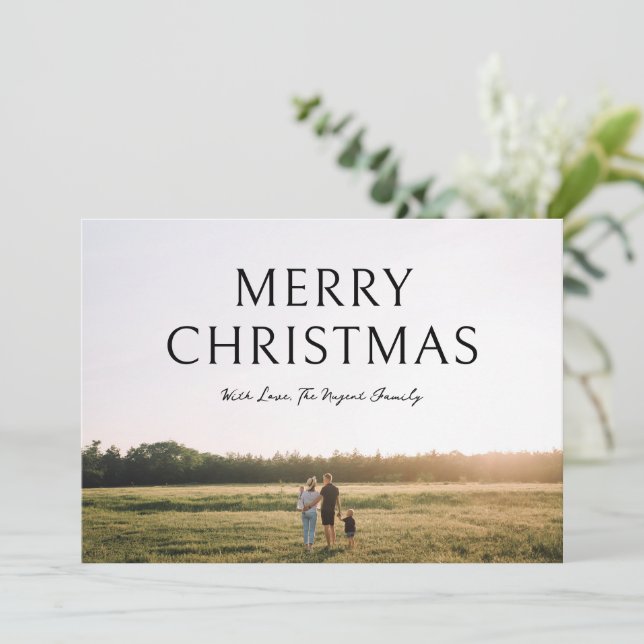 Minimalist Bold Typography Photo Elegant Christmas Holiday Card (Standing Front)