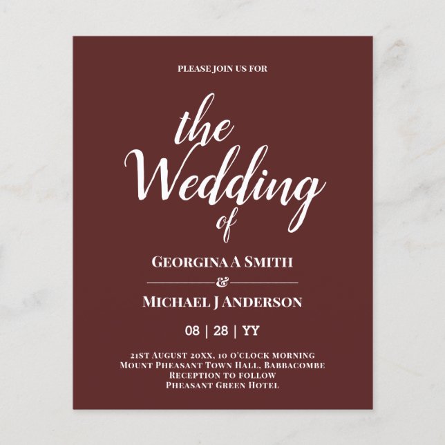 Minimalist BOLD TYPOGRAPHY Wedding Invitations Flyer (Front)