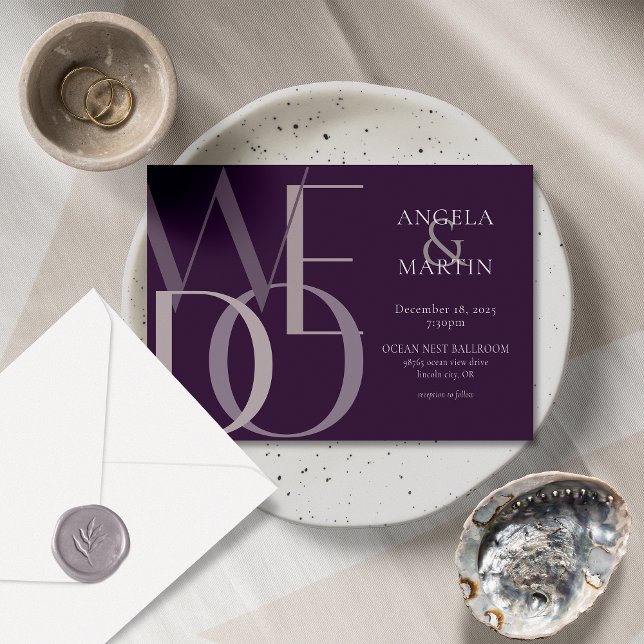 Minimalist Bold We Do Eggplant Purple Invitation (Creator Uploaded)
