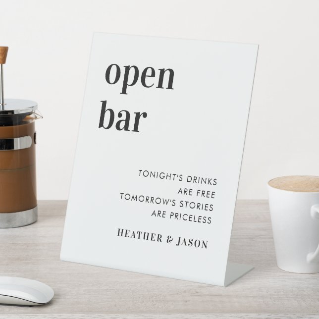 Minimalist Bold Wedding Open Bar Sign (In SItu)