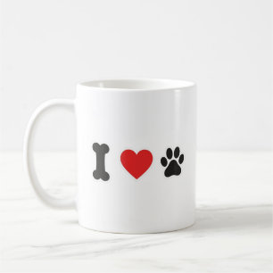 Minimalist Bone Heart Paw I Love My Dog Mug