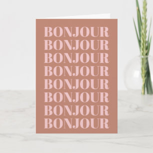 Minimalist Bonjour French Typography Terracotta Card